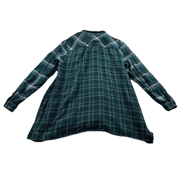 J. Jill Mixed Plaid Double Cloth Tunic Soft Button Up Shirt Green Sz Petite M - Picture 9 of 9